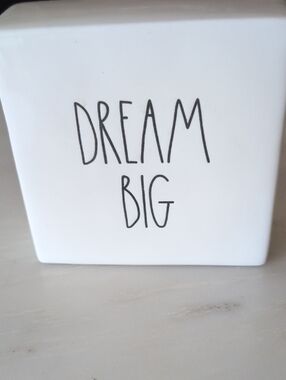 Rae Dunn White Ceramic 'DREAM BIG' Block